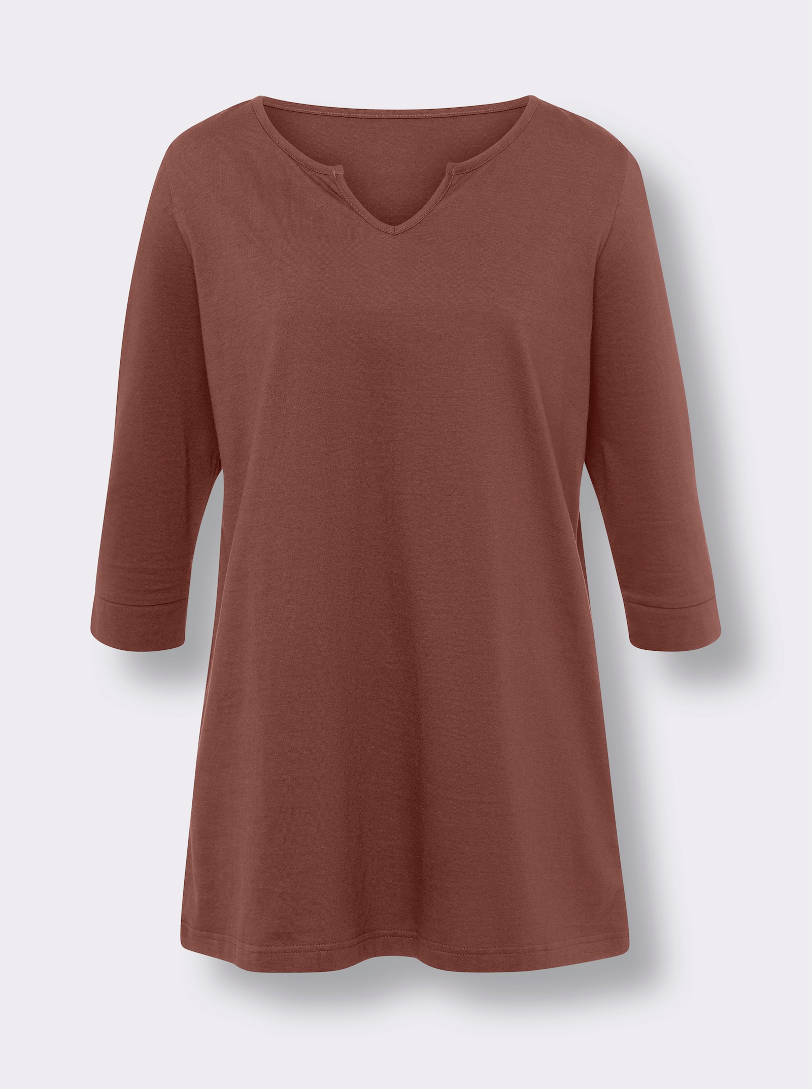 Longshirt mit 3/4-Ärmeln - rotbraun