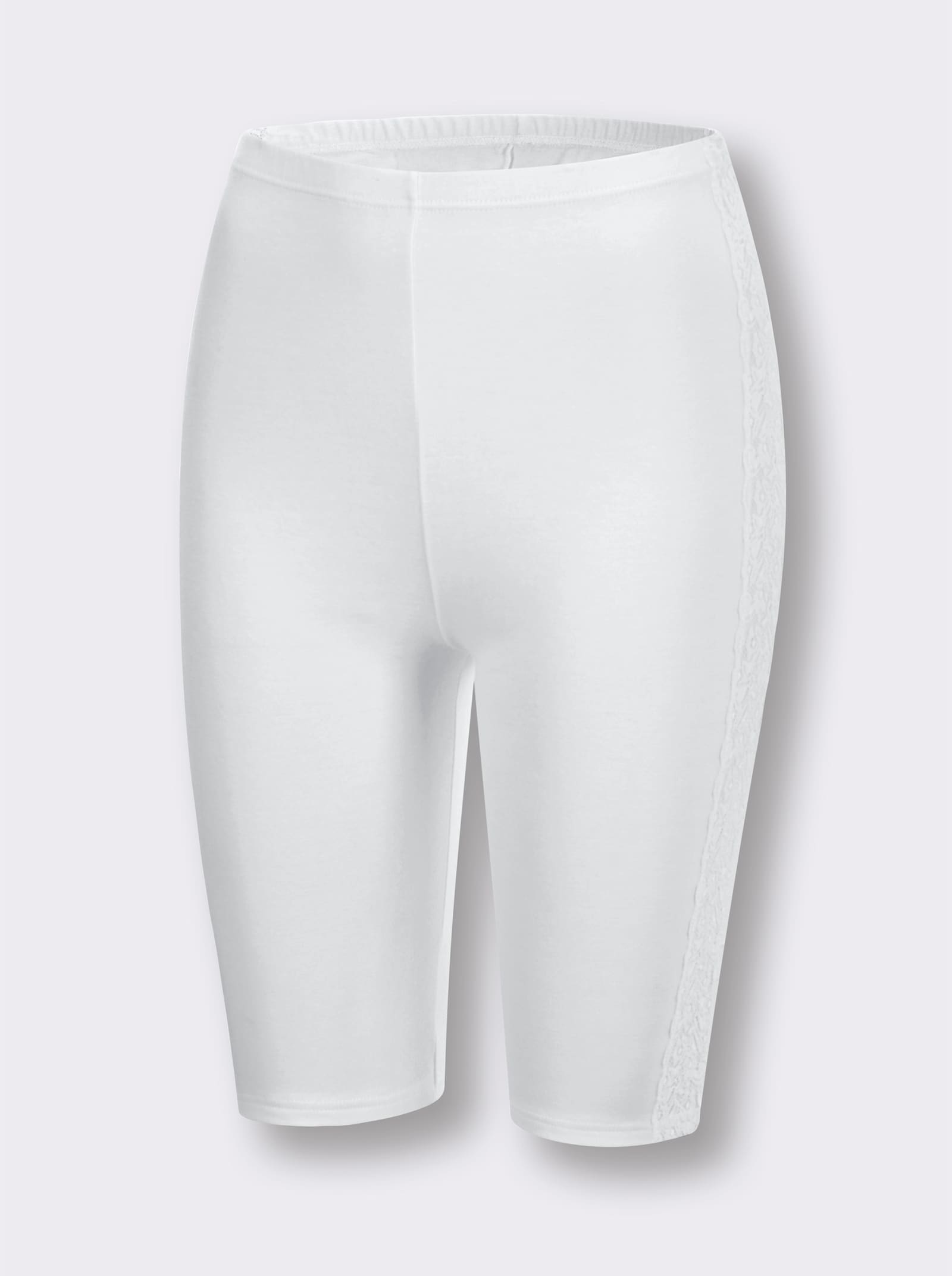 Longpanty mit Spitzen-Einsatz seitlich - weiß