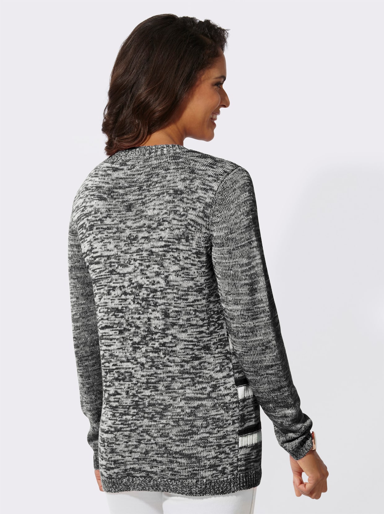 Pull à manches longues - noir-blanc à motifs