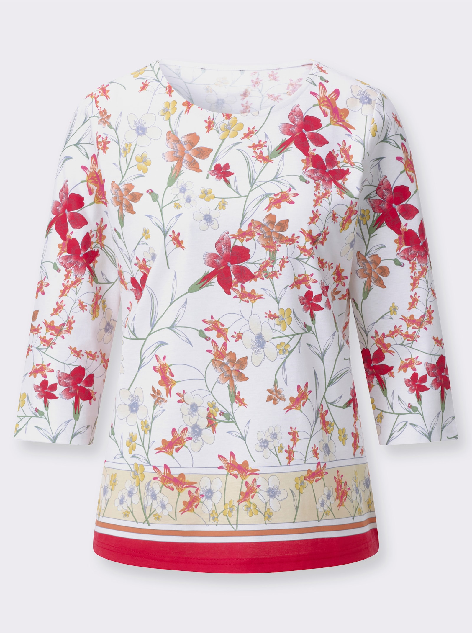 Rundhalsshirt in Baumwoll-Qualität - erdbeere-eucalyptus-bedruckt