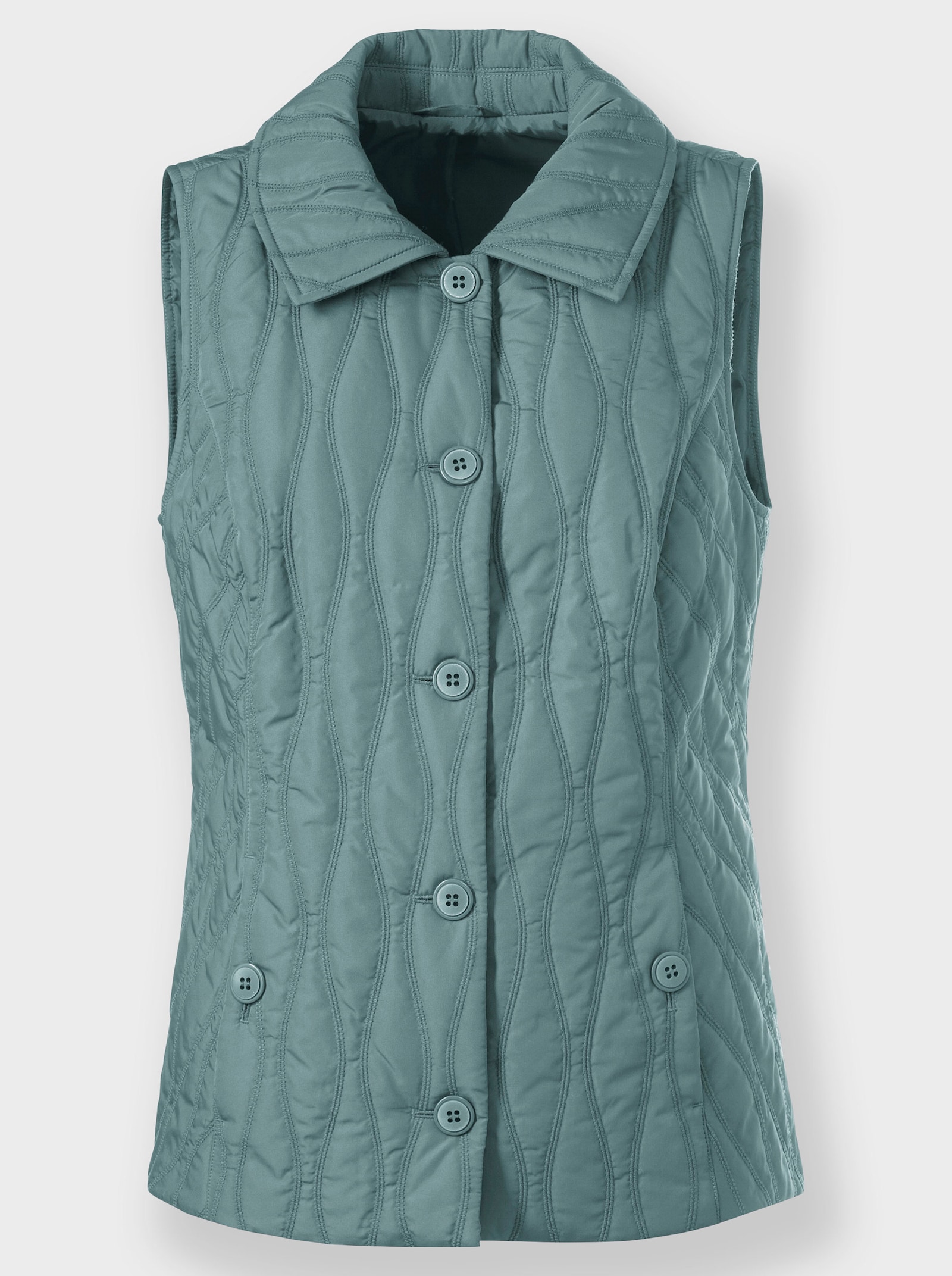 Steppweste mit Umlegekragen - jade