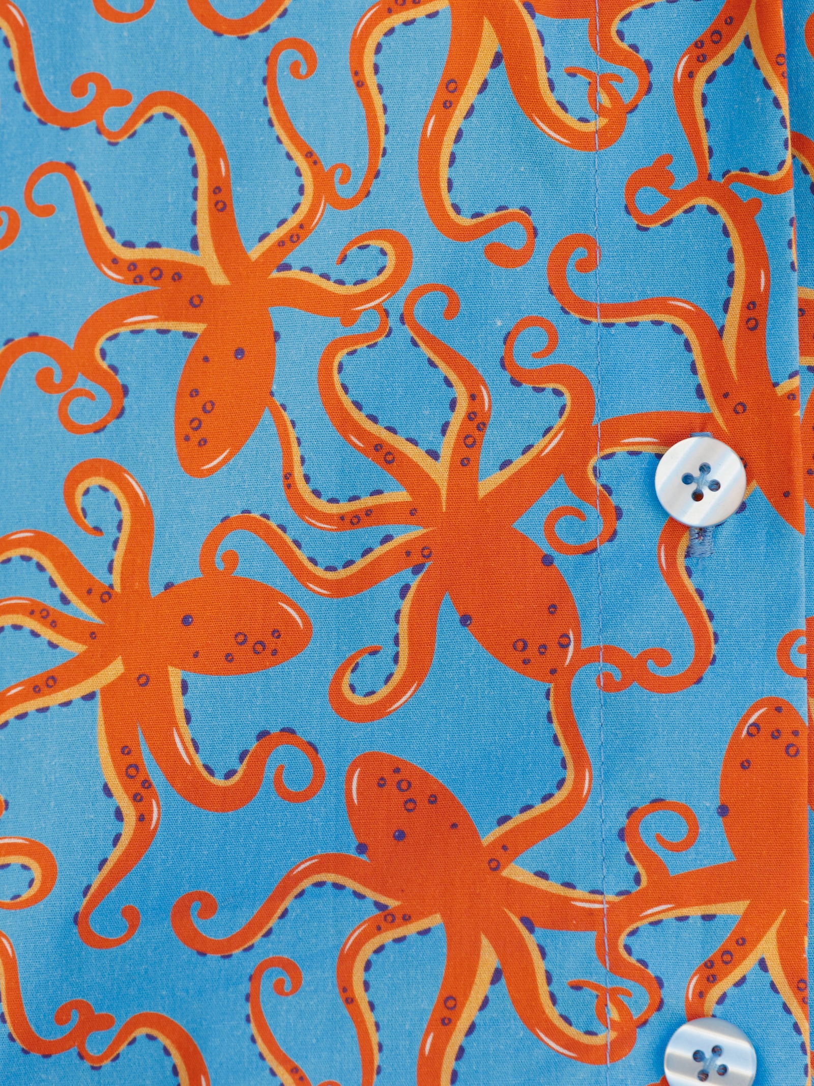 heine Druckbluse mit Kraken-Dessin - aqua-orange-bedruckt