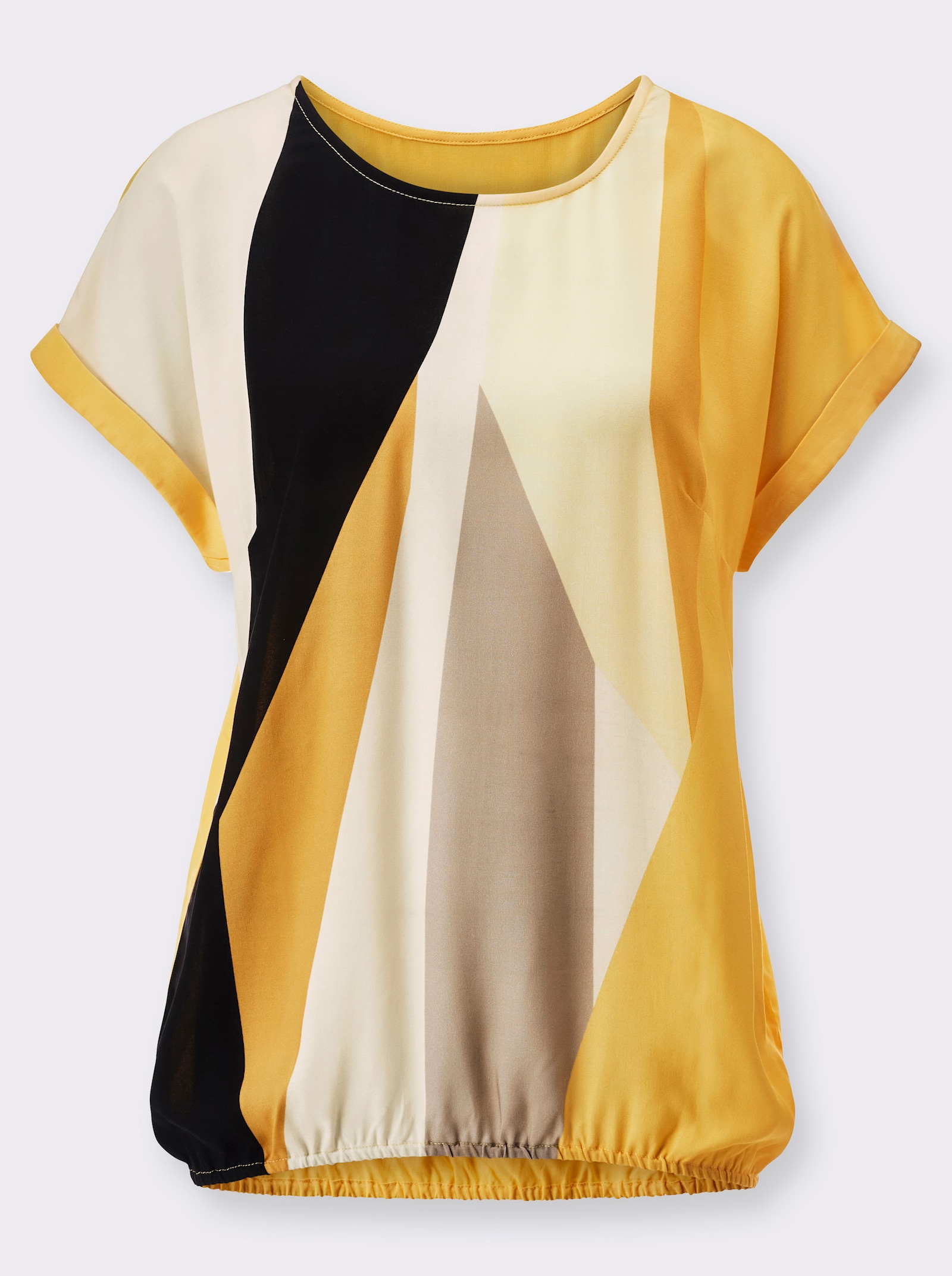  Chemisier en viscose douce - jaune-couleur ivoire imprimé