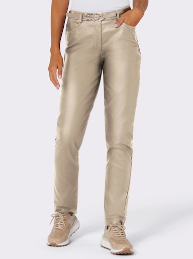 5-Pocket-Hose in Leder-Optik - beige