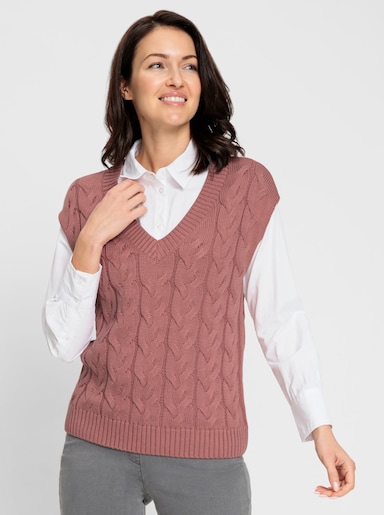 Pullunder mit Zopfmuster - rosenholz