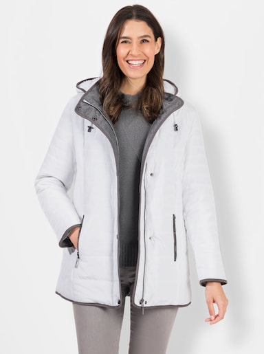 Steppjacke mit streckender Längs-Steppung seitlich - weiß-grau