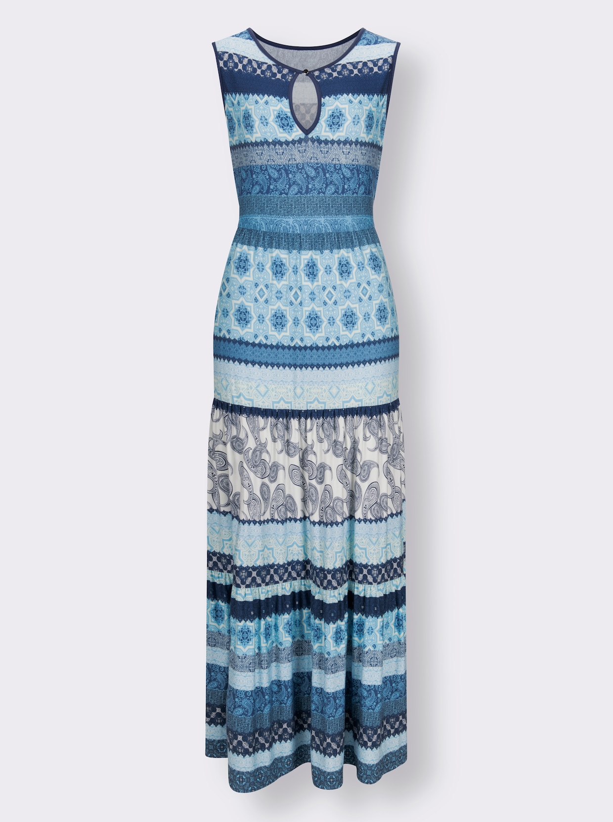 Gelaagde jurk - jeansblauw-aqua-bedrukt