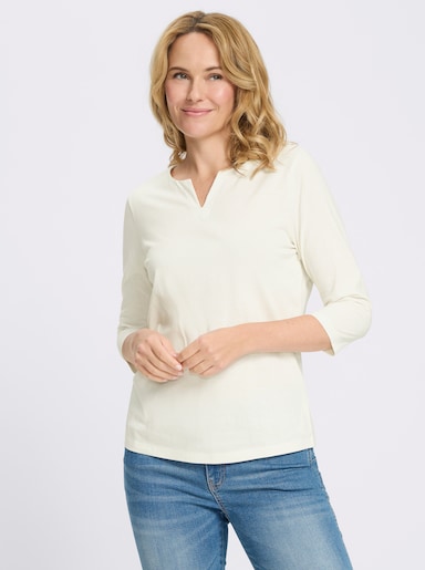 3/4-Arm-Shirt aus reiner Baumwolle - ecru