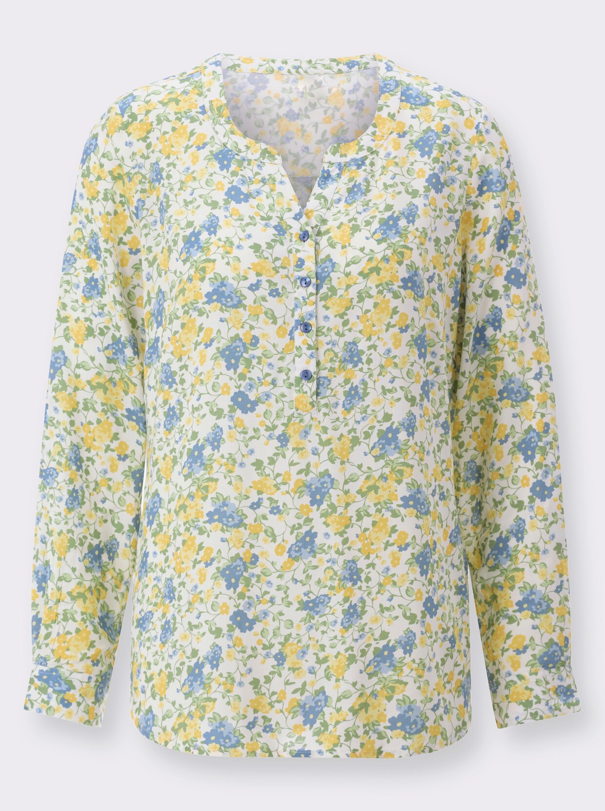Comfortabele blouse - ecru/eucalyptus bedrukt