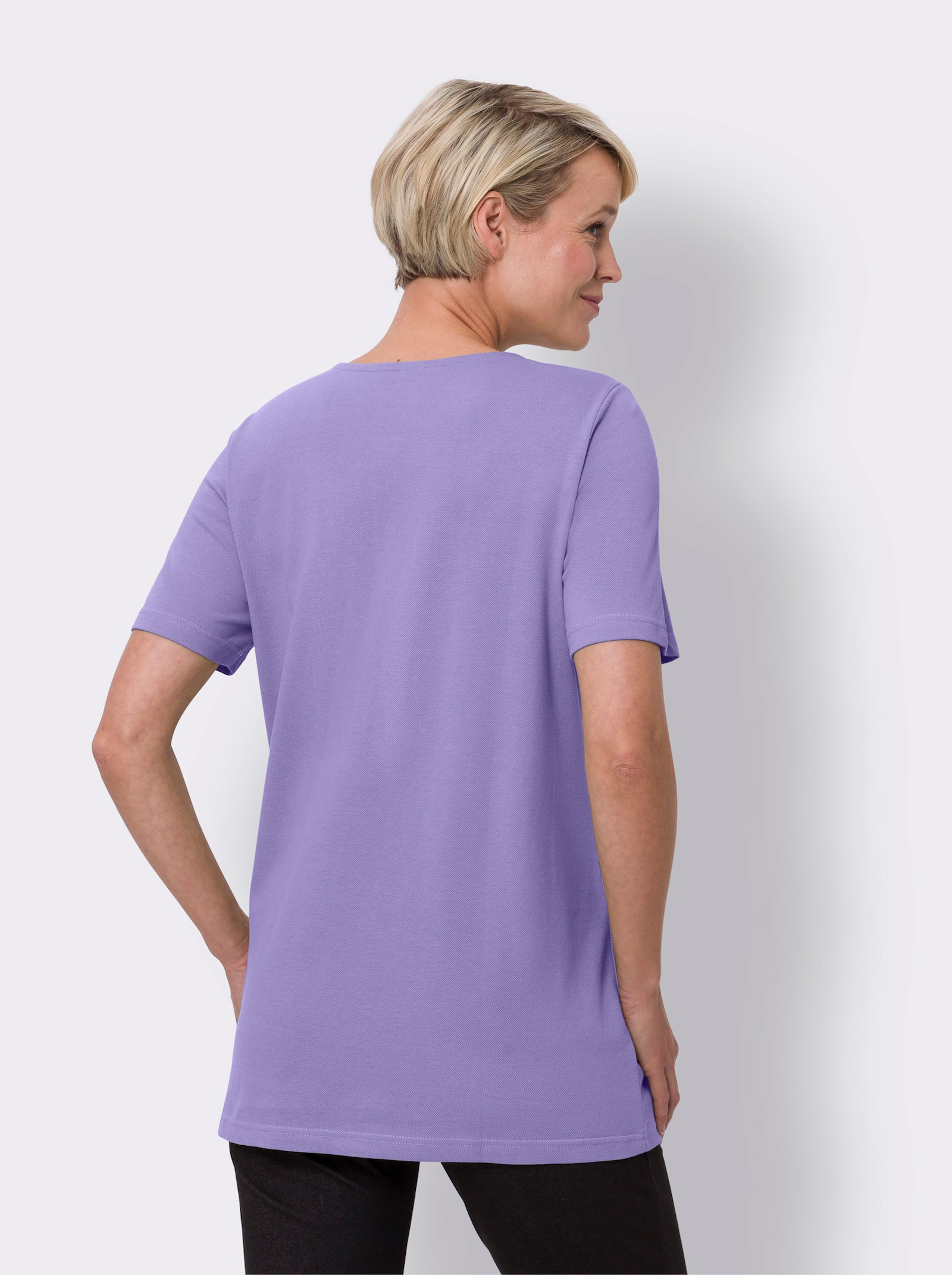 Lang shirt in lichte A-lijn - lavendel