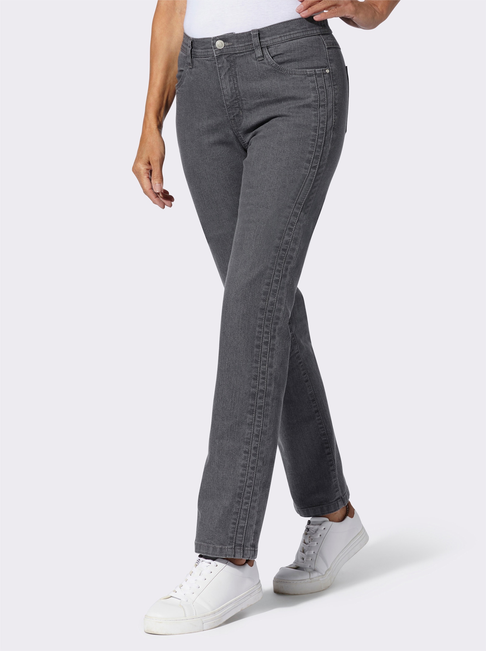 Jeans mit seitlichem Einsatz - grey-denim