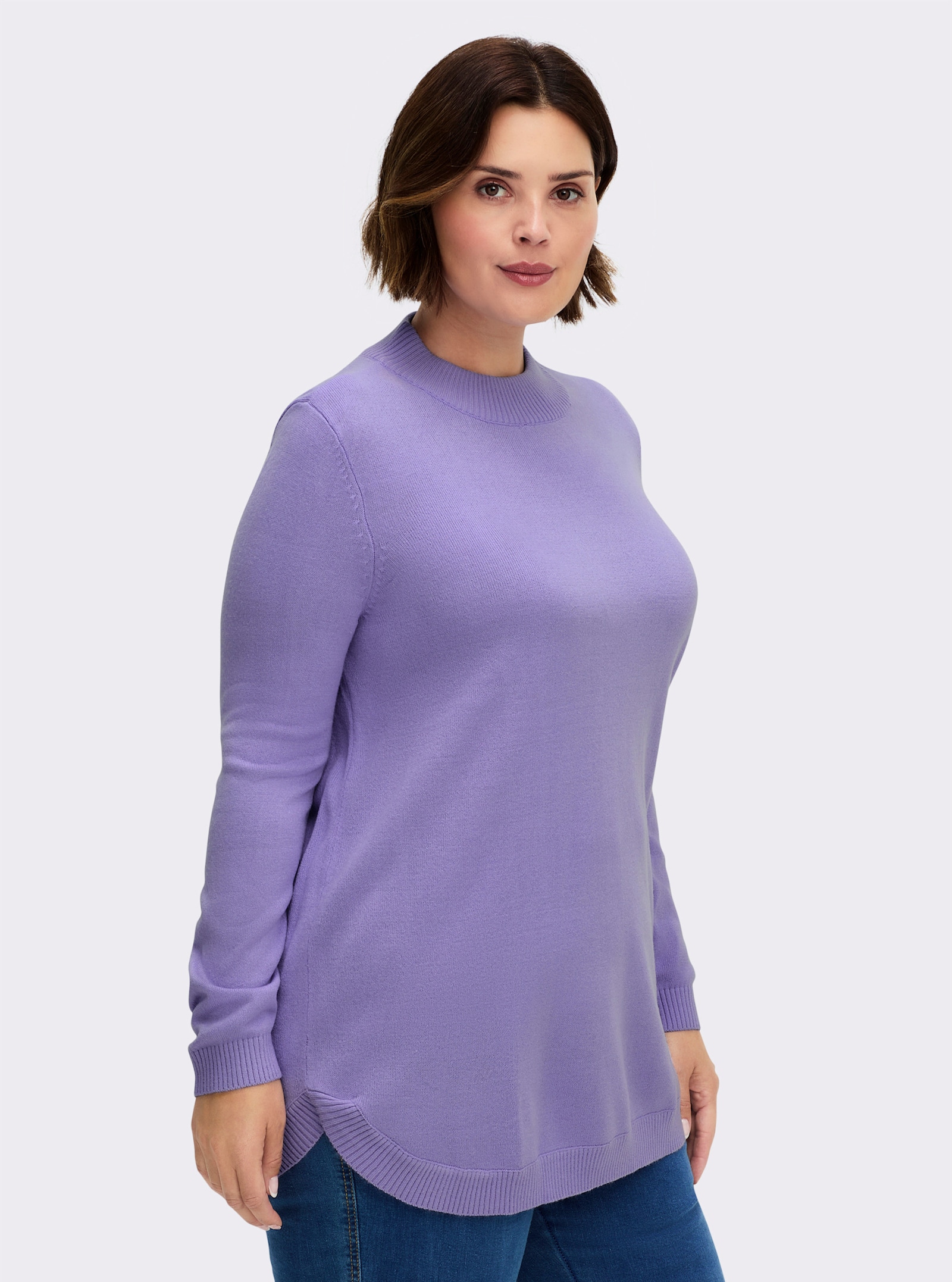 Pullover mit abgerundetem Saum - lavendel