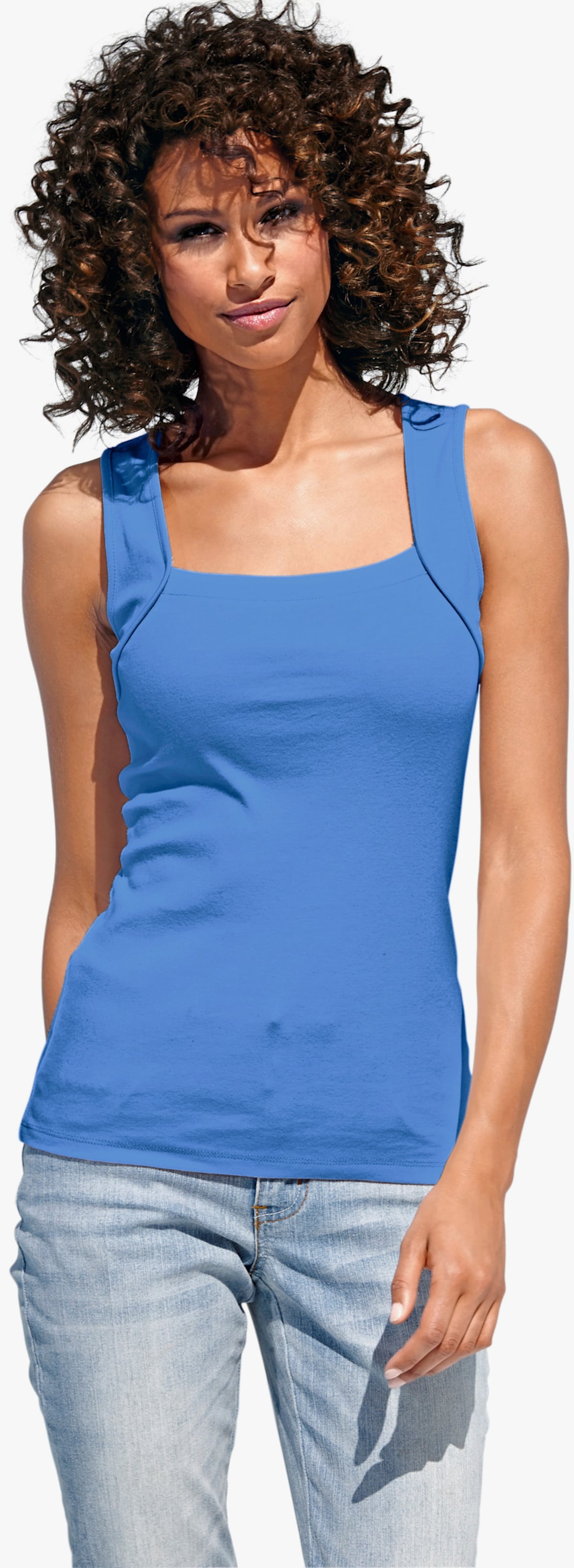 heine Shirttop met vierkante hals - azuurblauw