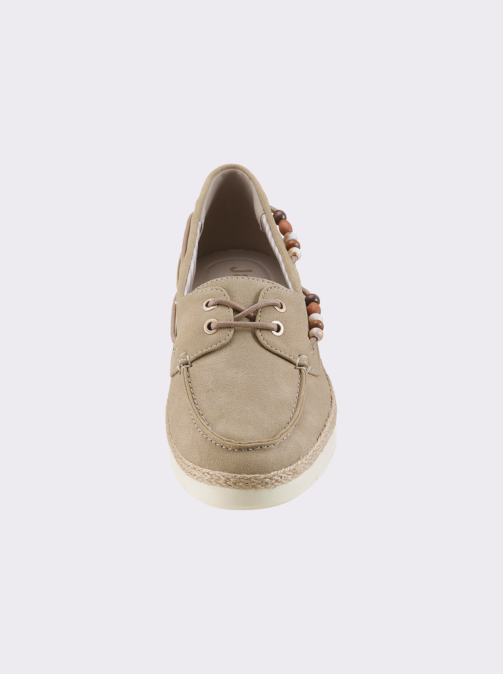 Jana Slipper mit mehrfarbigen Zierperlen - beige