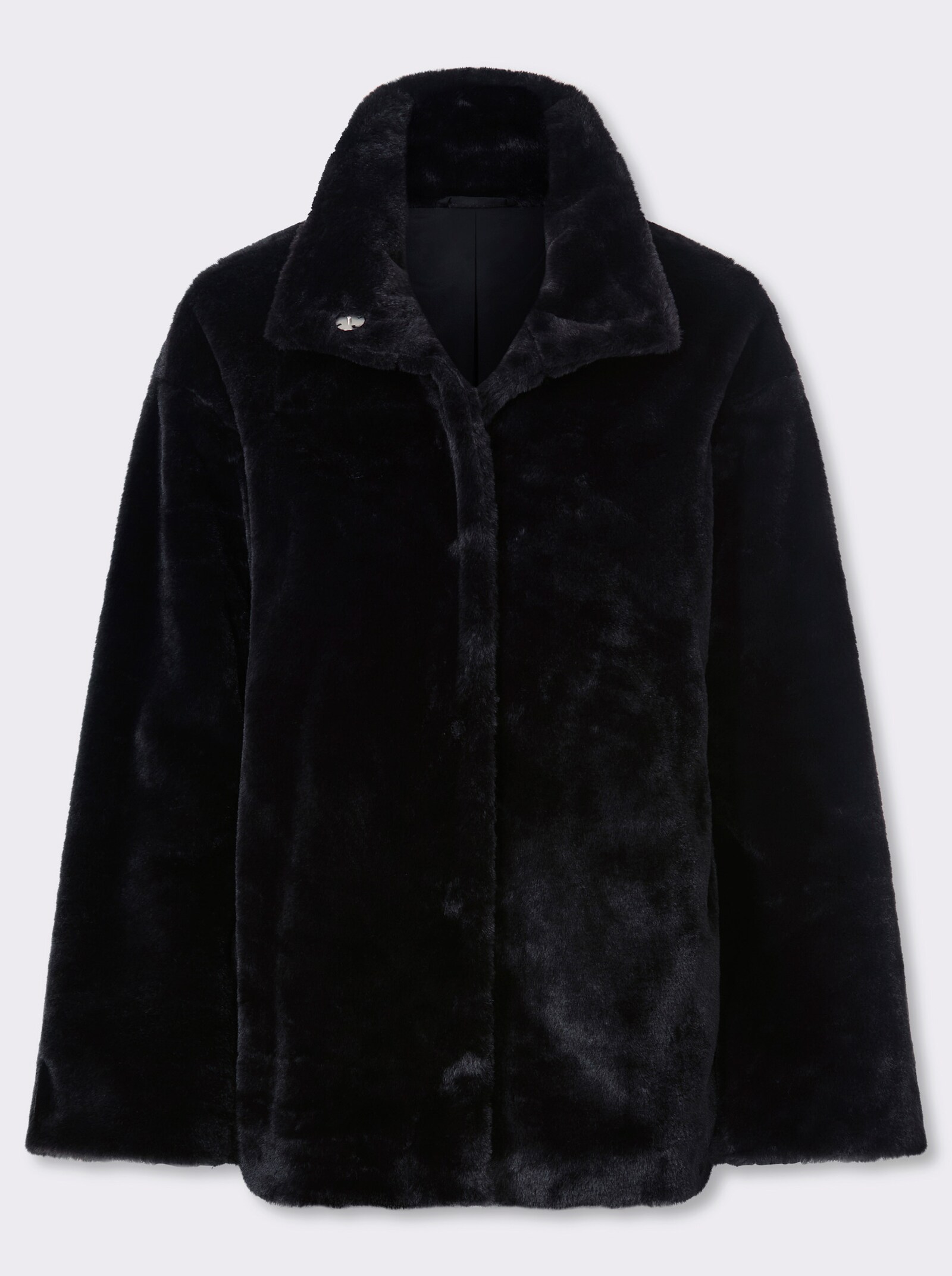 heine Fellimitatjacke mit Stehkragen - schwarz