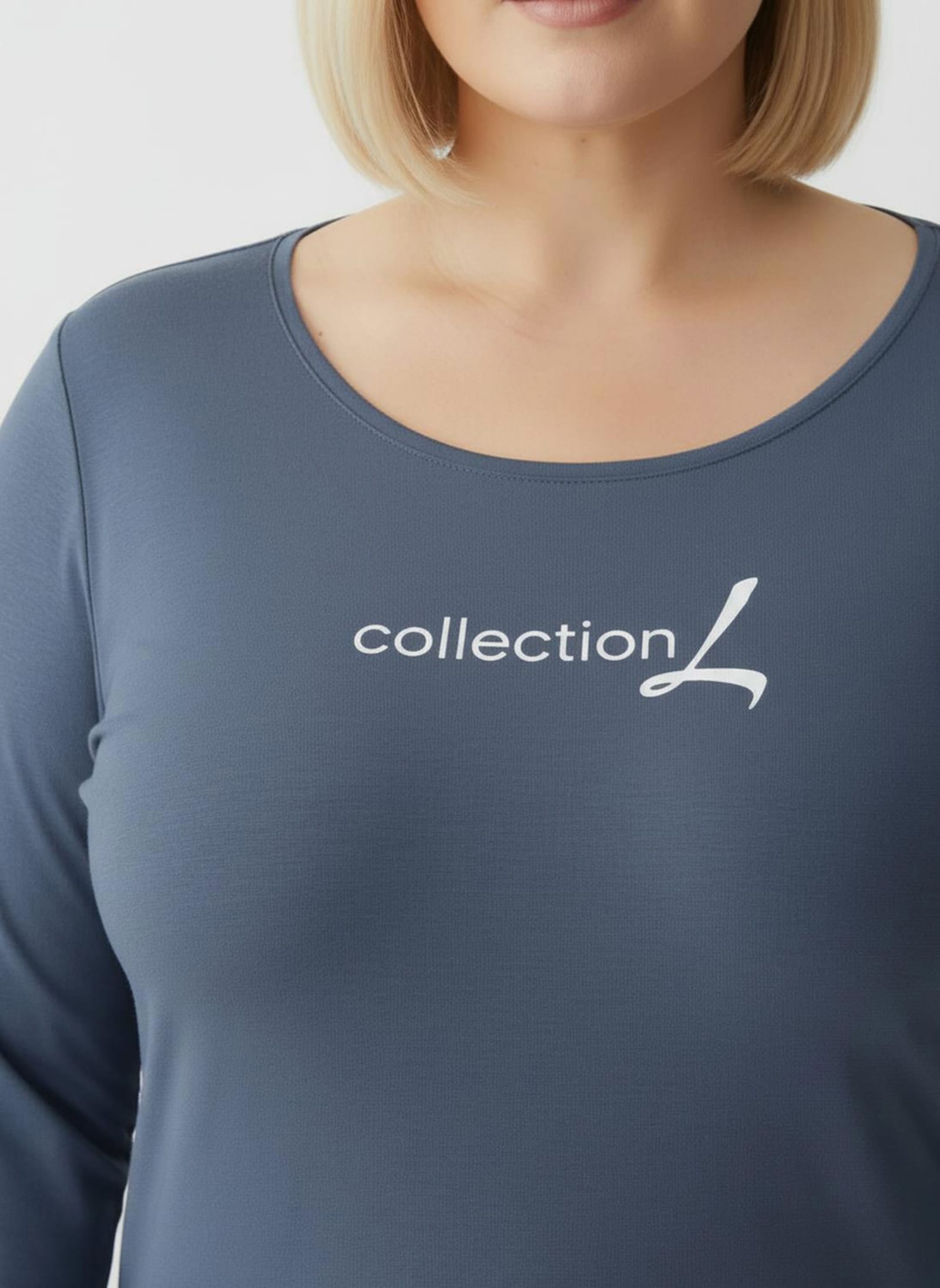 Langarmshirt mit Schriftzug - rauchblau