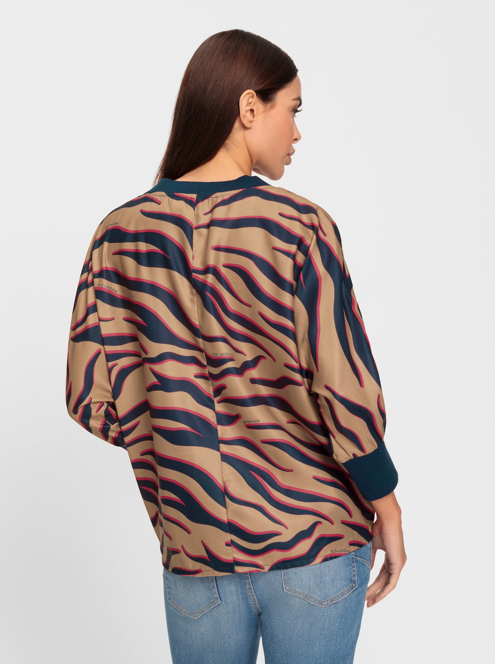 heine Blúzka s potlačou a netopierími rukávmi - ťavia-námornícka modrá potlač