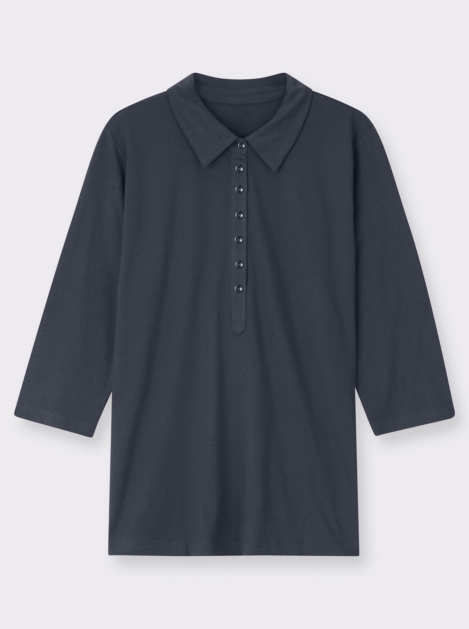 Poloshirt mit langer Knopfleiste - marine