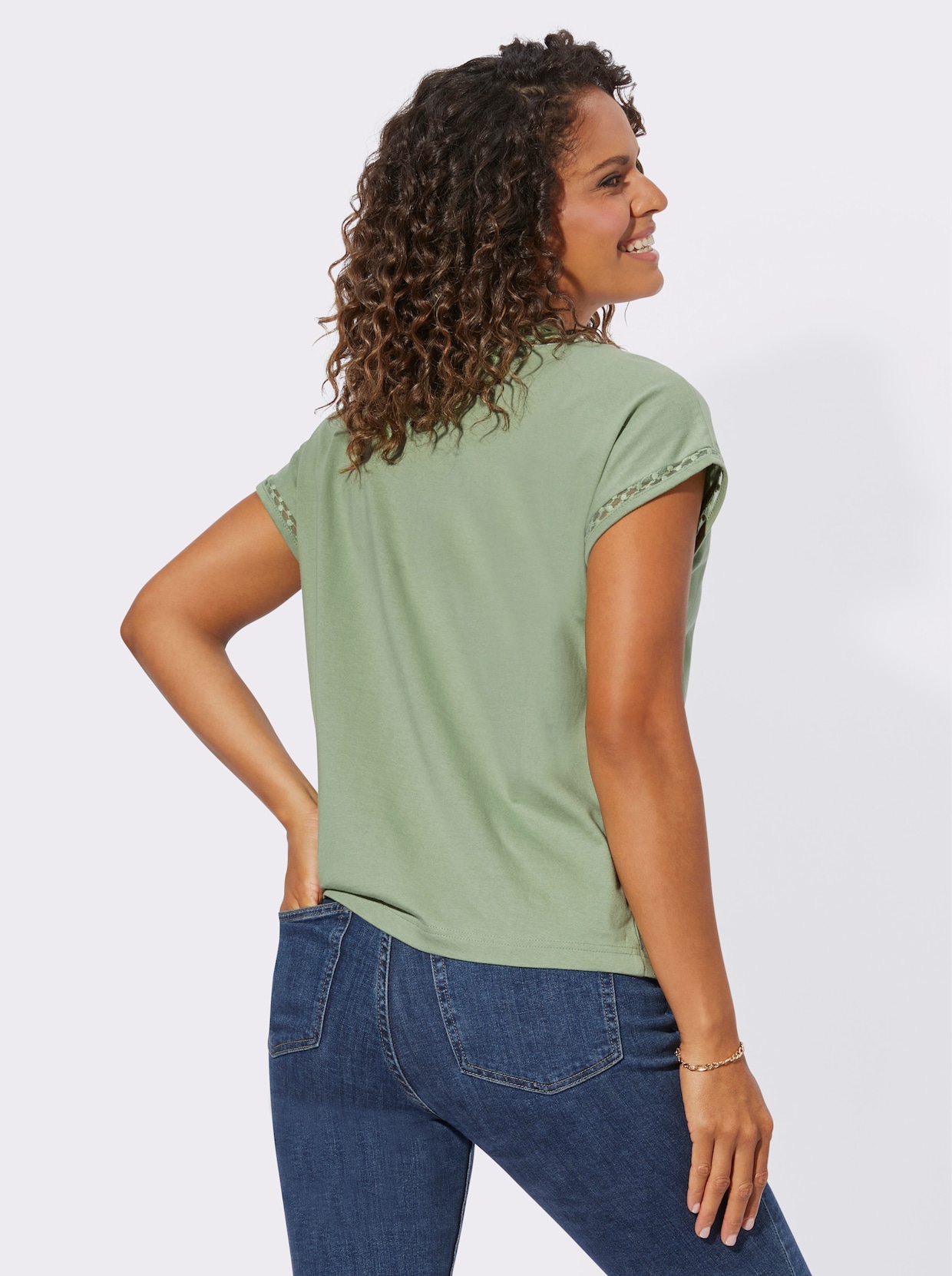 Shirt met ronde hals - eucalyptus
