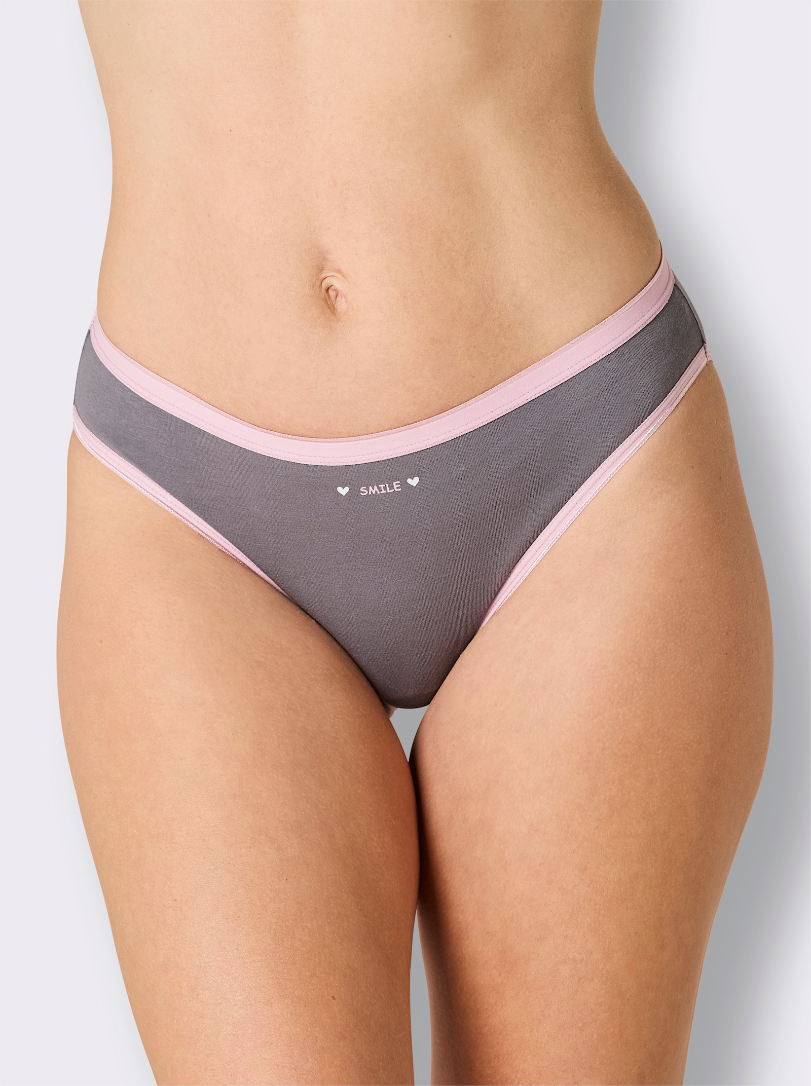 wäschepur Slip mit Lettering-Print - rosé-anthrazit + anthrazit-rosé