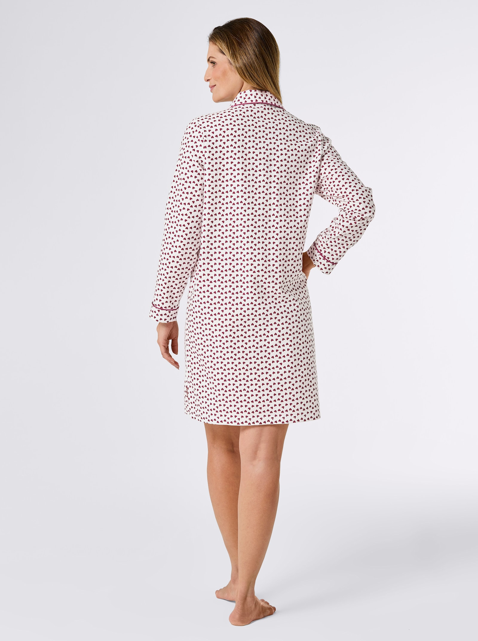 wäschepur Nachthemd - ecru/donkerrood bedrukt