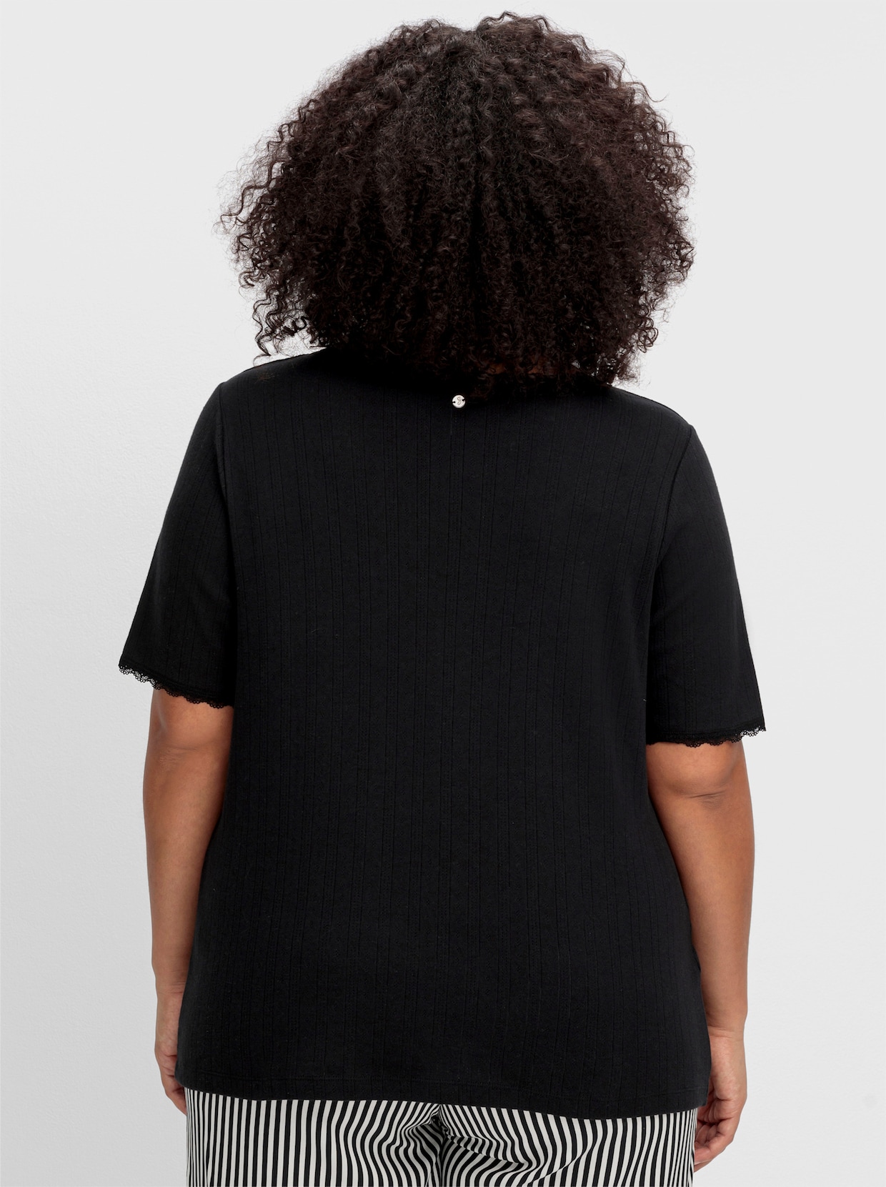 sheego Rippshirt - schwarz