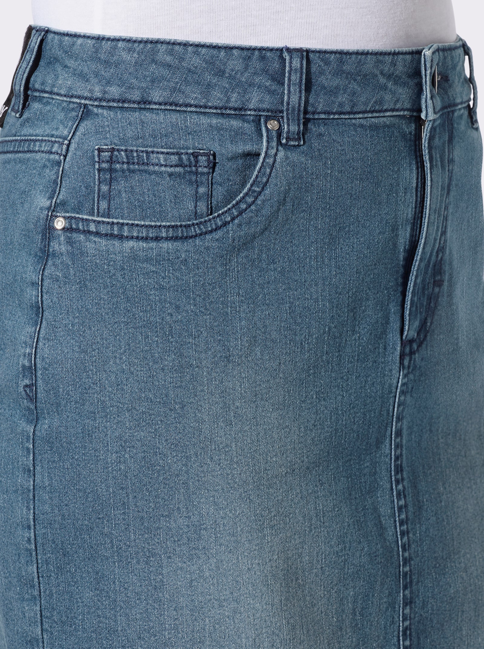 Jeansrock mit Gehschlitz vorne - blue-bleached