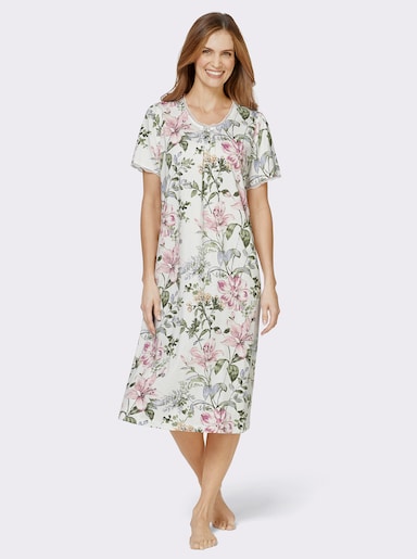 wäschepur Nachthemd im floralen Dessin - ecru-hellrosé-bedruckt