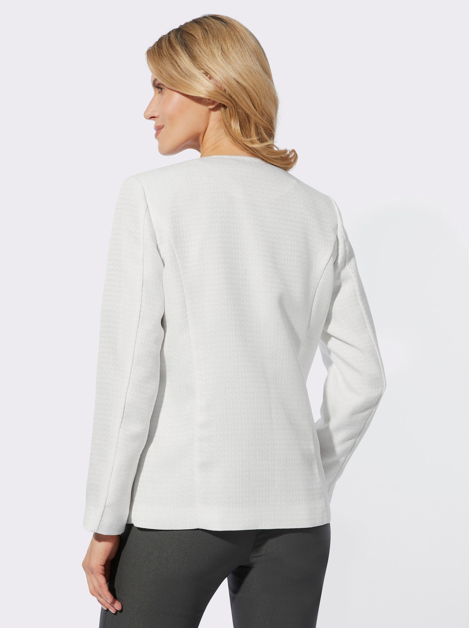 Bouclé-Blazer mit Effektgarn - weiß