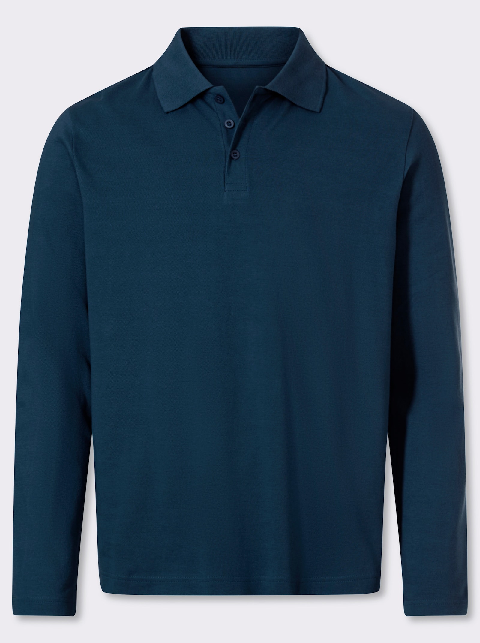 Catamaran Langarm-Poloshirt mit Flachstrick-Kragen - dunkelblau