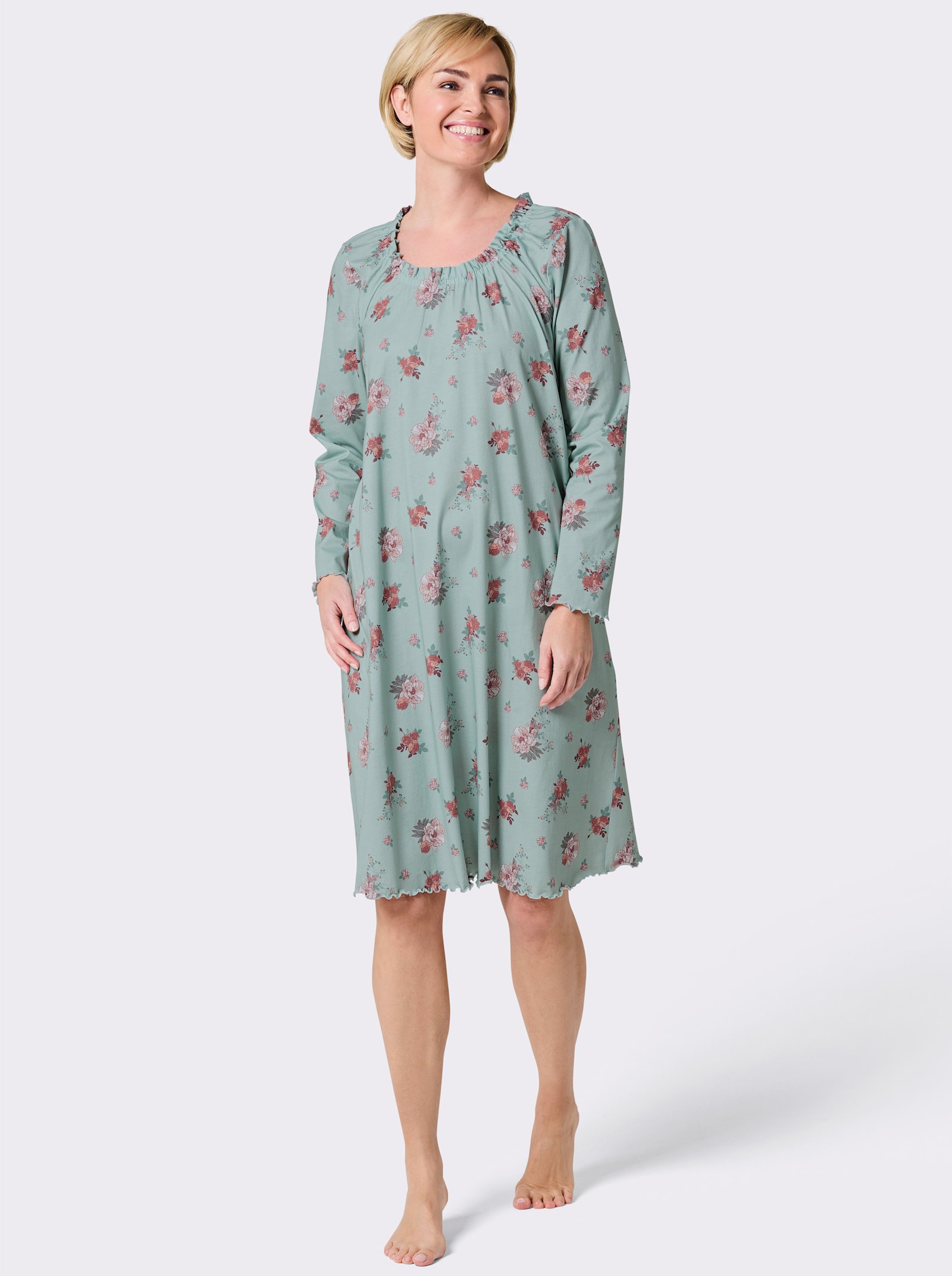 wäschepur Nachthemd - kalkmint-ecru-bedruckt