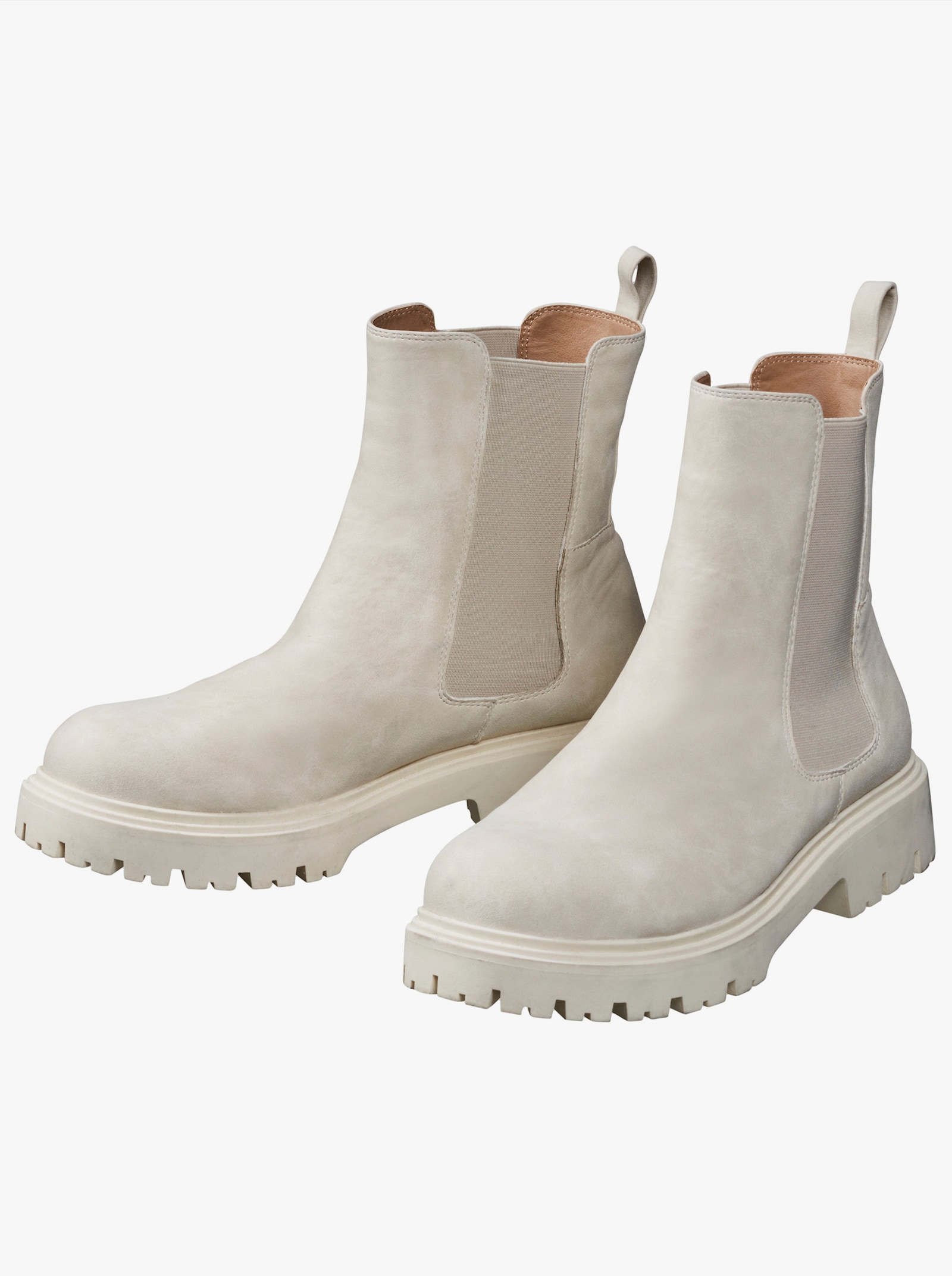 sheego Ankleboots aus Velourslederimitat - natur