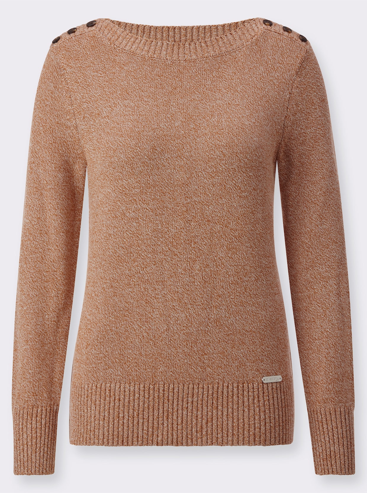 Pullover - cognac-meliert