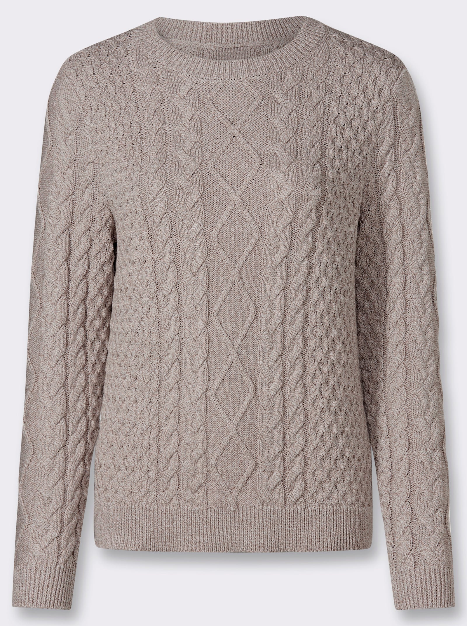  Strickpullover im Mustermix - taupe-meliert