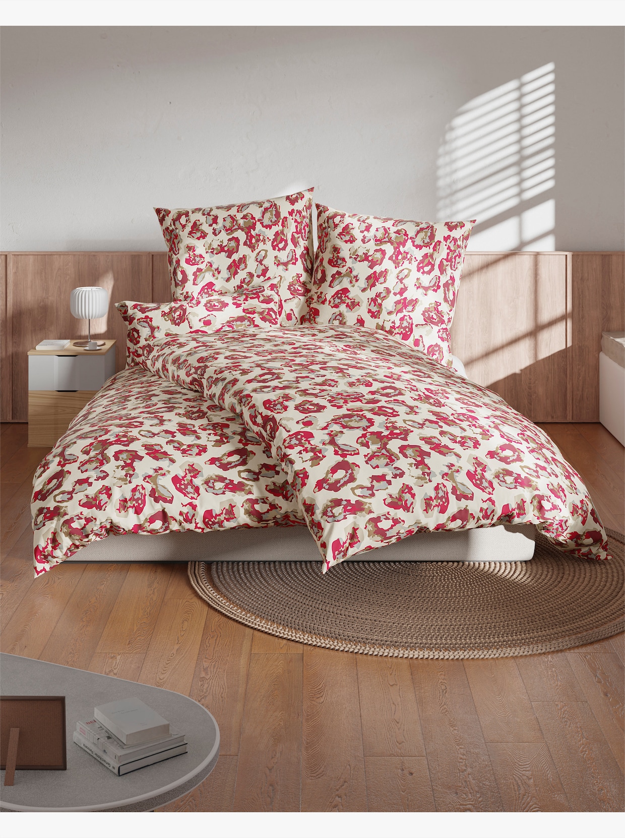 wäschepur Bettwäsche - rot-beige-bedruckt