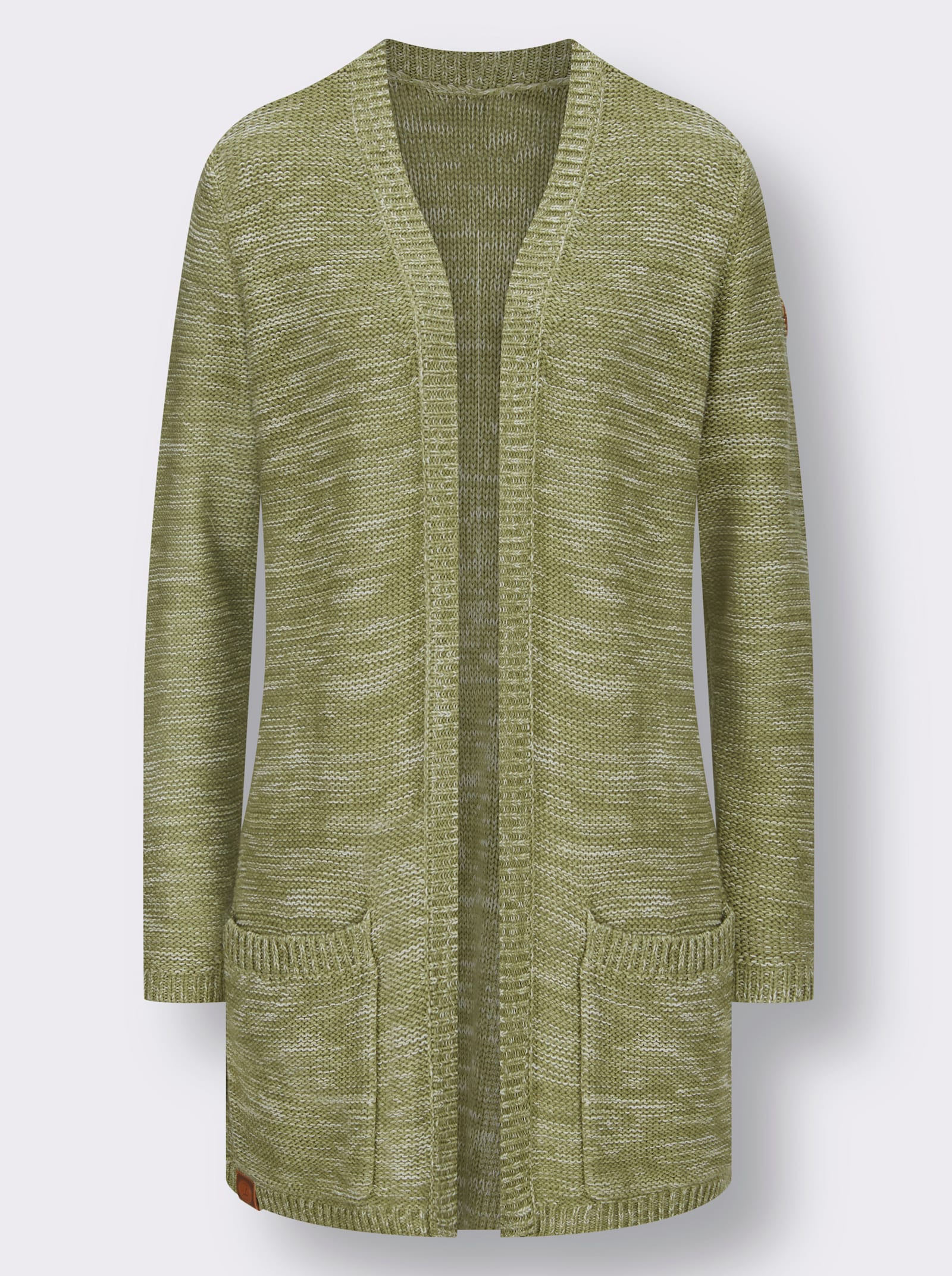 Strickjacke in Longform, meliert - schilf-meliert