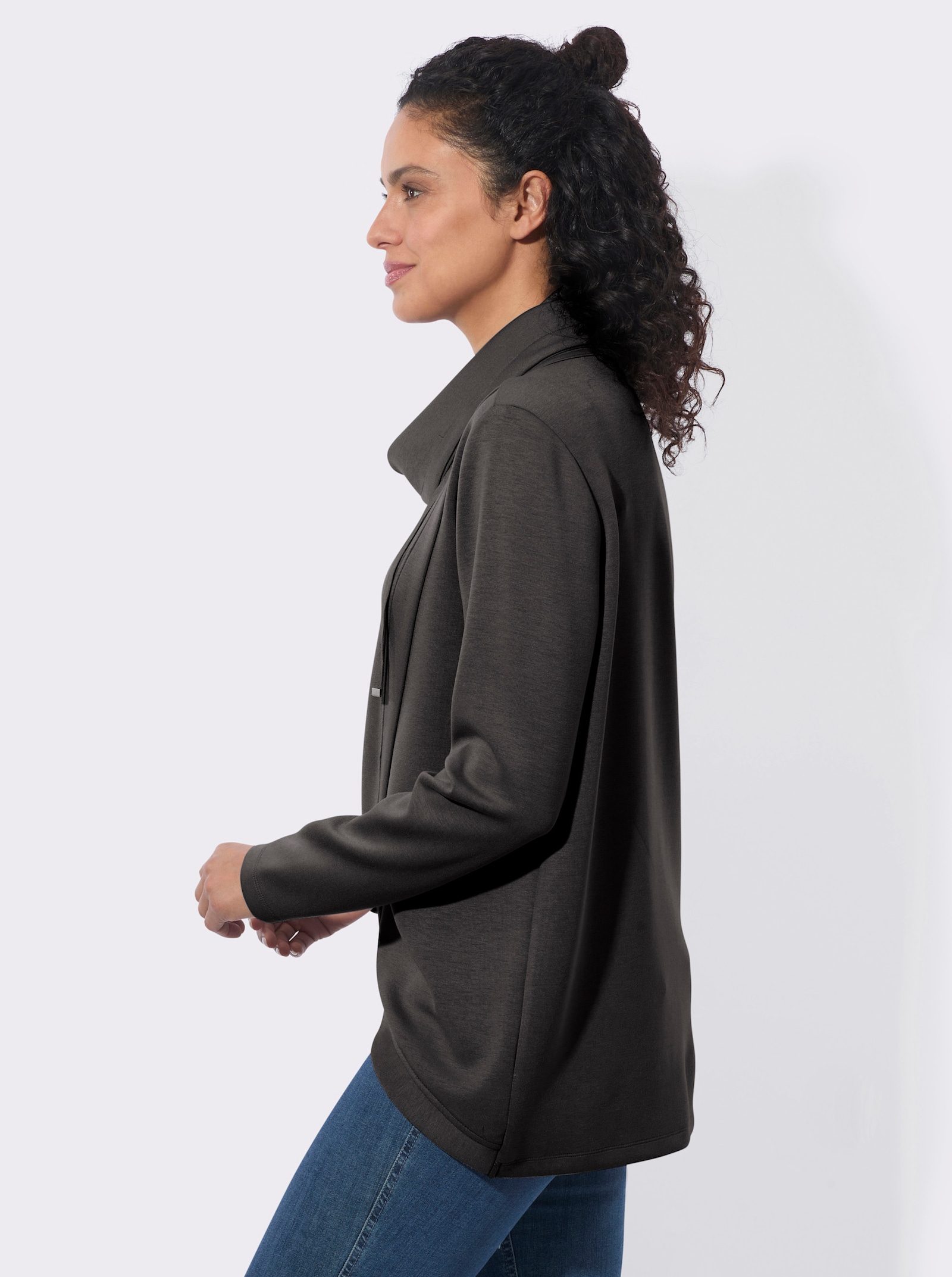  Longshirt in Wickel-Optik - graphit