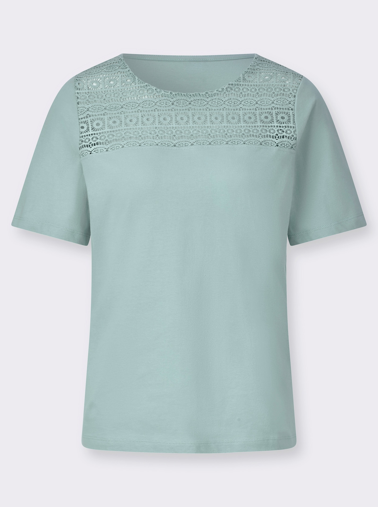 Spitzenshirt mit Rundhals-Ausschnitt - kalkmint