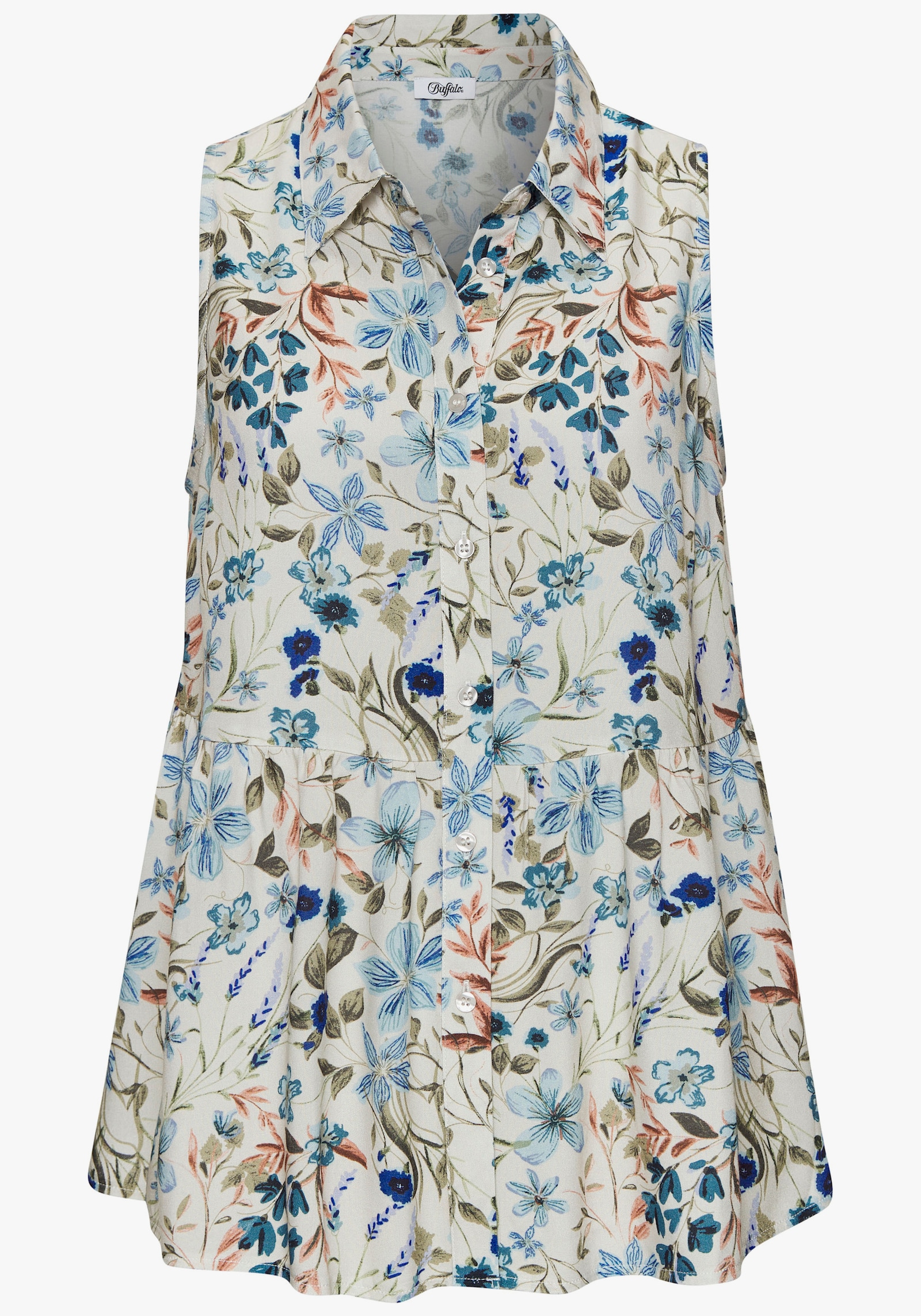 Buffalo Blusentop - creme-blau bedruckt