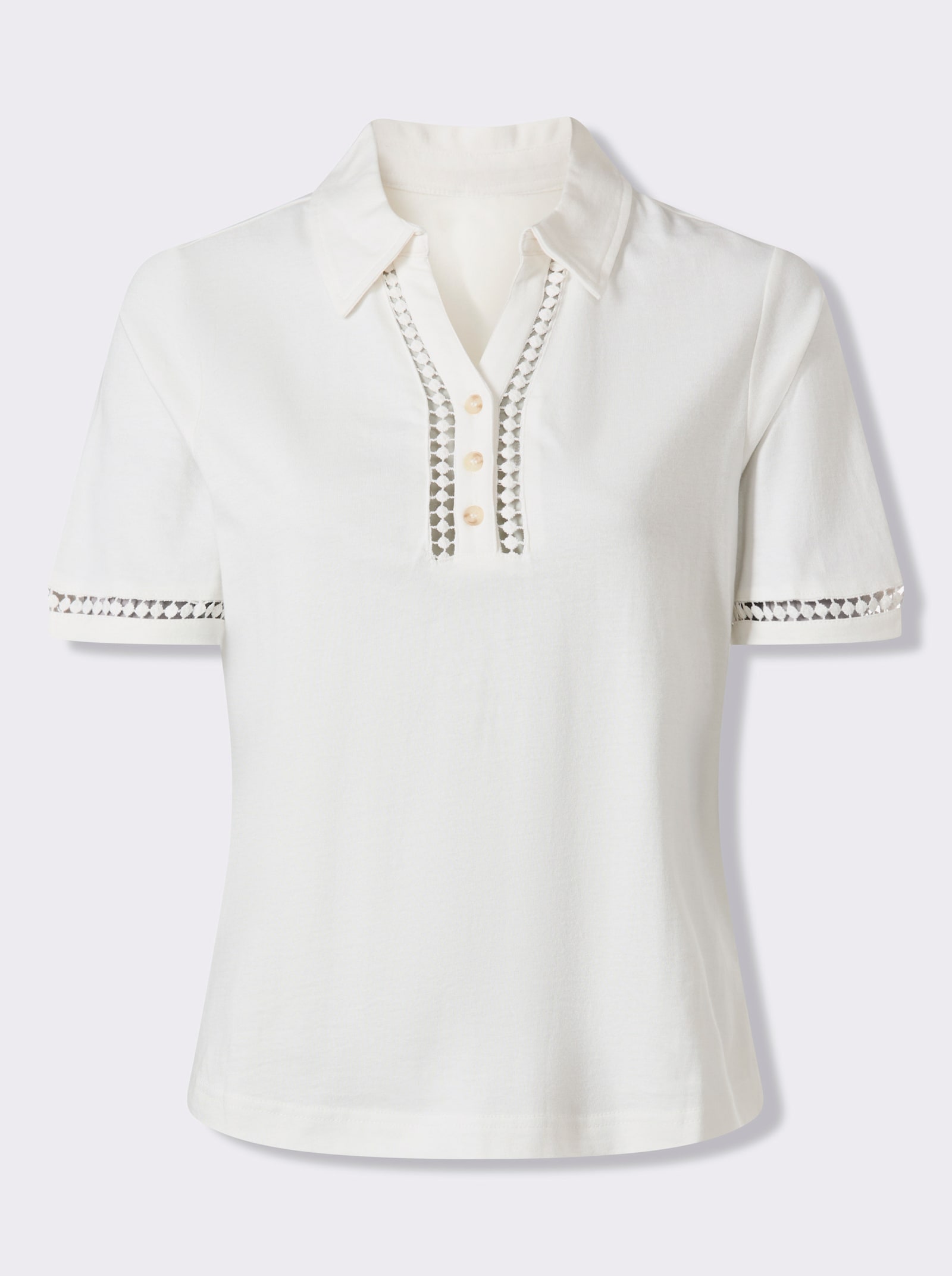 Poloshirt mit Knöpfen in Horn-Optik - ecru