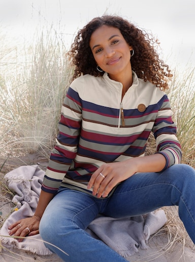  Sweatshirt im Ringeldessin - marine-sand-geringelt
