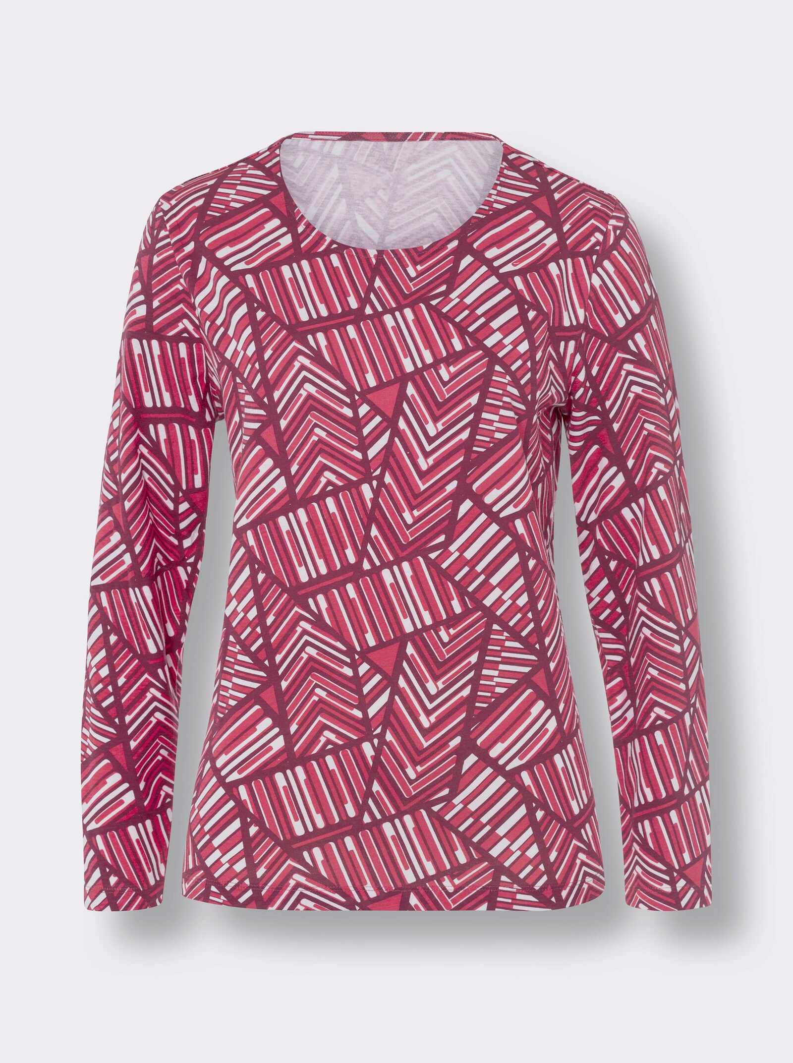 Tričko s dlhými rukávmi a grafickým vzorom - Hnedofialovo-svetlobéžová potlač