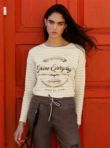 heine Ringelshirt mit Effektgarn - champagner-goldfarben-geringelt