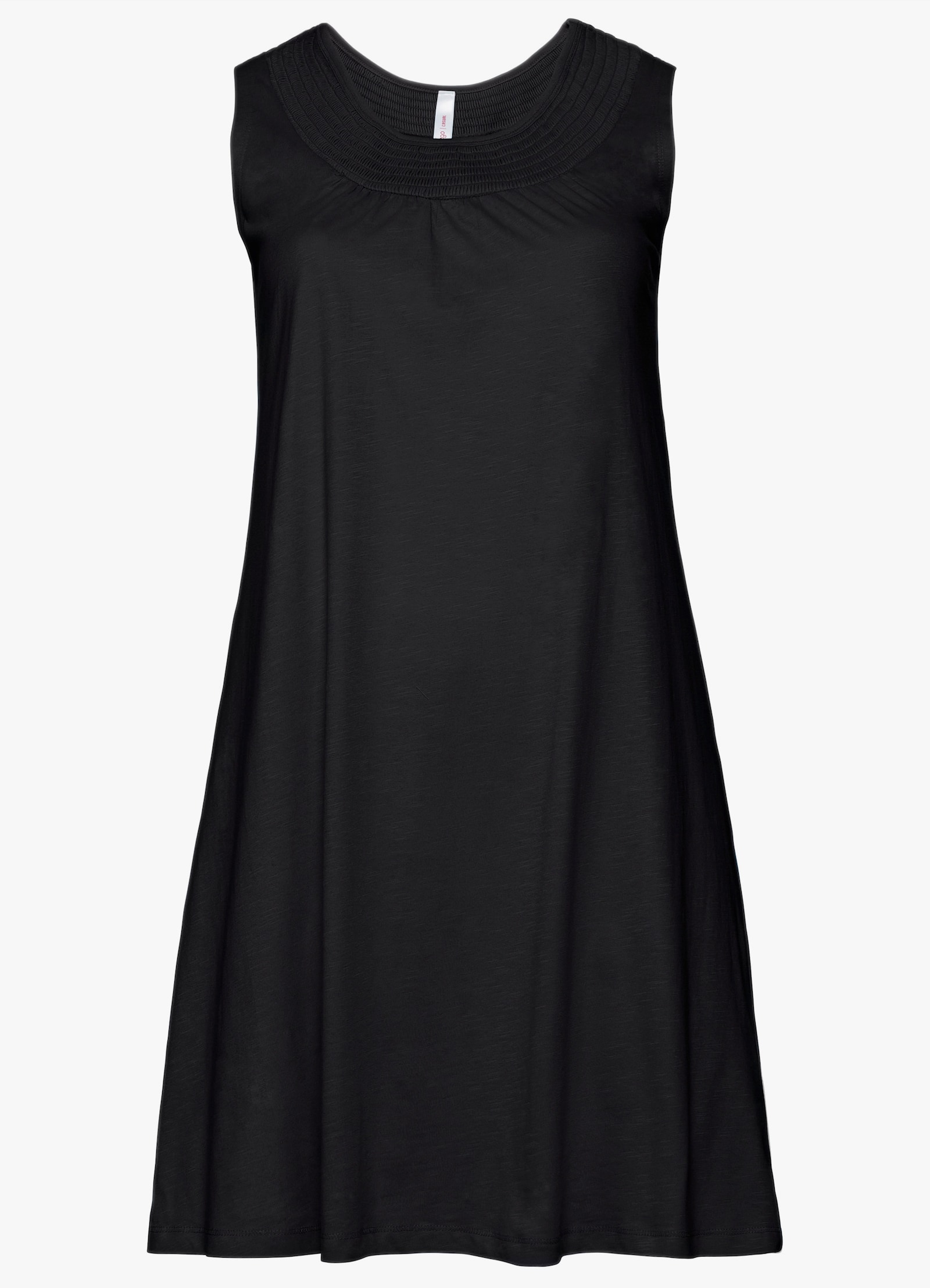 sheego Jerseykleid in weiter A-Linie, ärmellos - schwarz