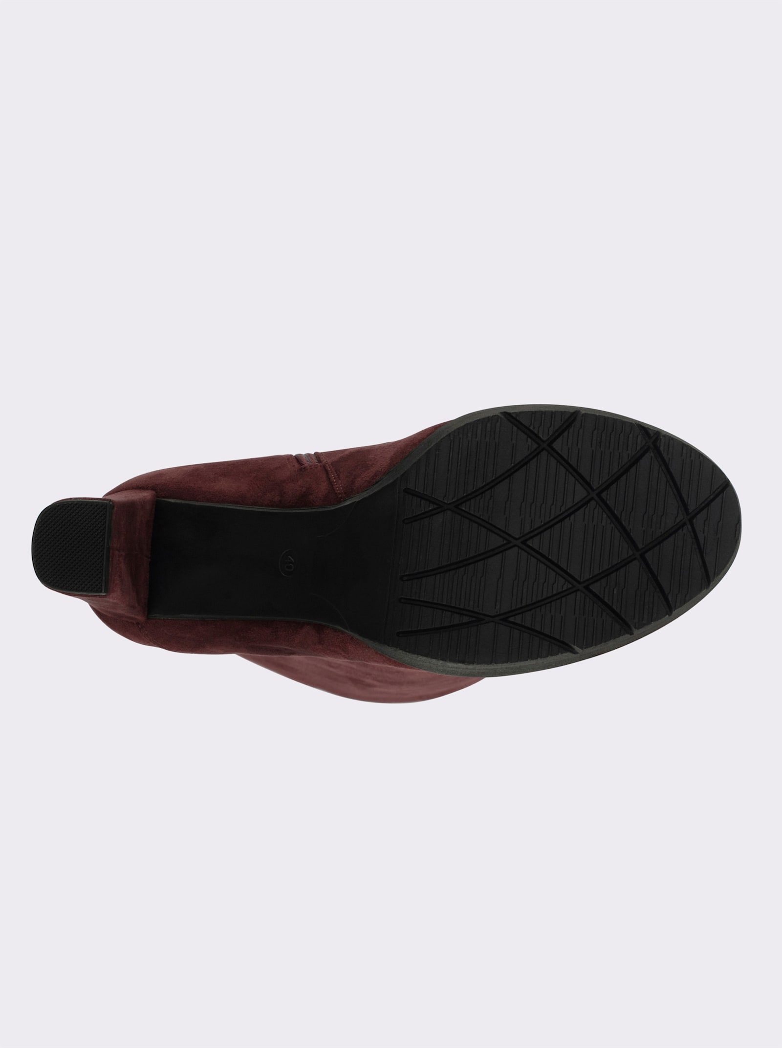 sheego Weitschaftstiefel in Wildleder-Optik, mit bezogenem Absatz - burgund
