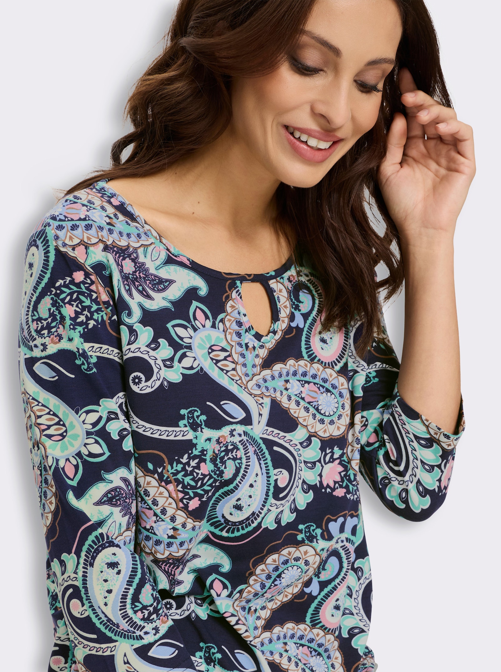 3/4-Arm-Shirt im Paisley-Dessin - marine-bedruckt