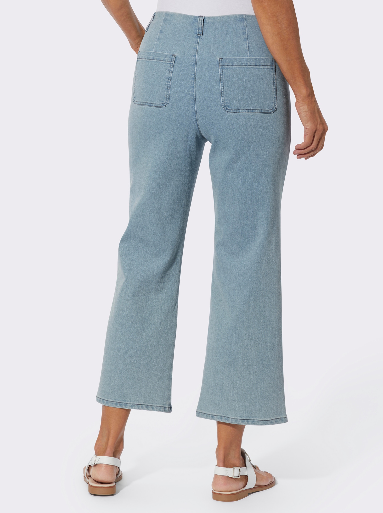 7/8-Jeans mit Stickerei auf den Taschen - blue-bleached