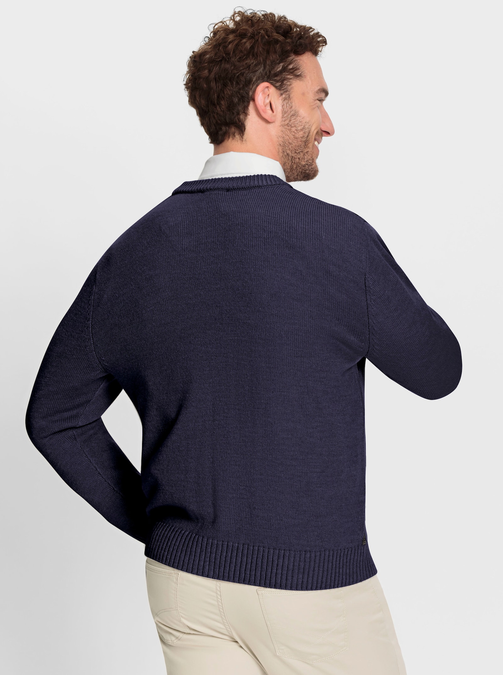 Marco Donati Strickjacke mit zweifarbigem Strukturmuster vorne - marine-steingrau-gemustert