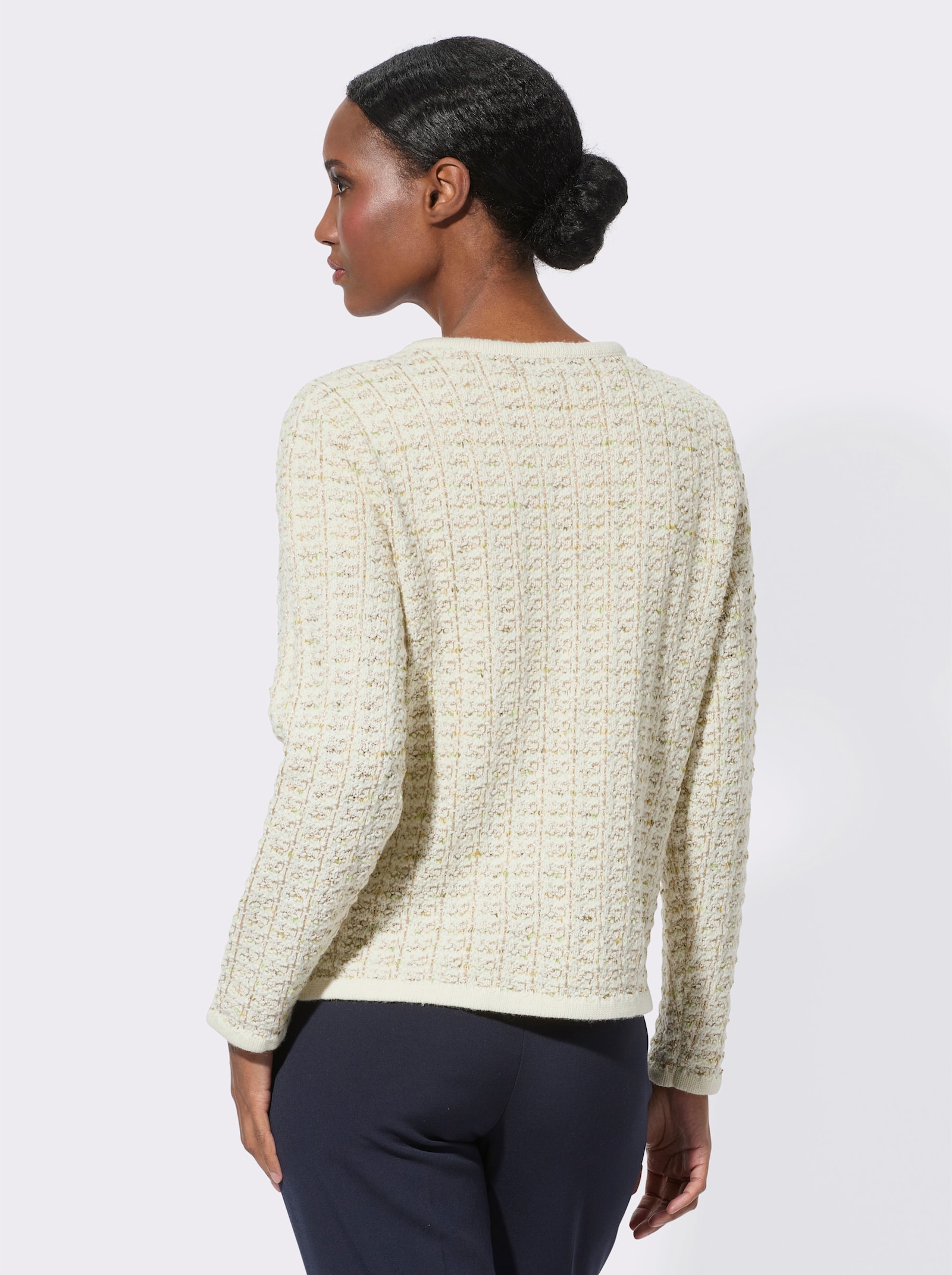 Veste en tricot avec laine - couleur ivoire-vert tilleul