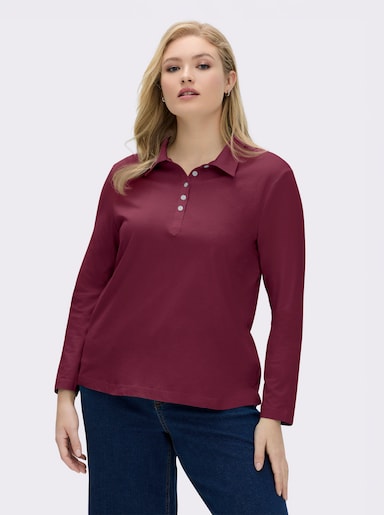 Langarm-Poloshirt in reiner Baumwoll-Qualität - bordeaux